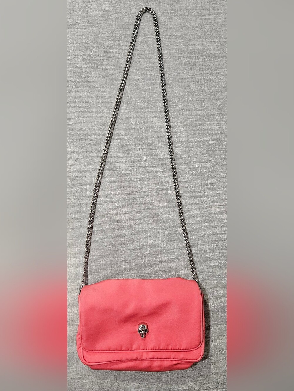 Alexander McQueen Coral Pink Crossbody with Silver Skull Detail